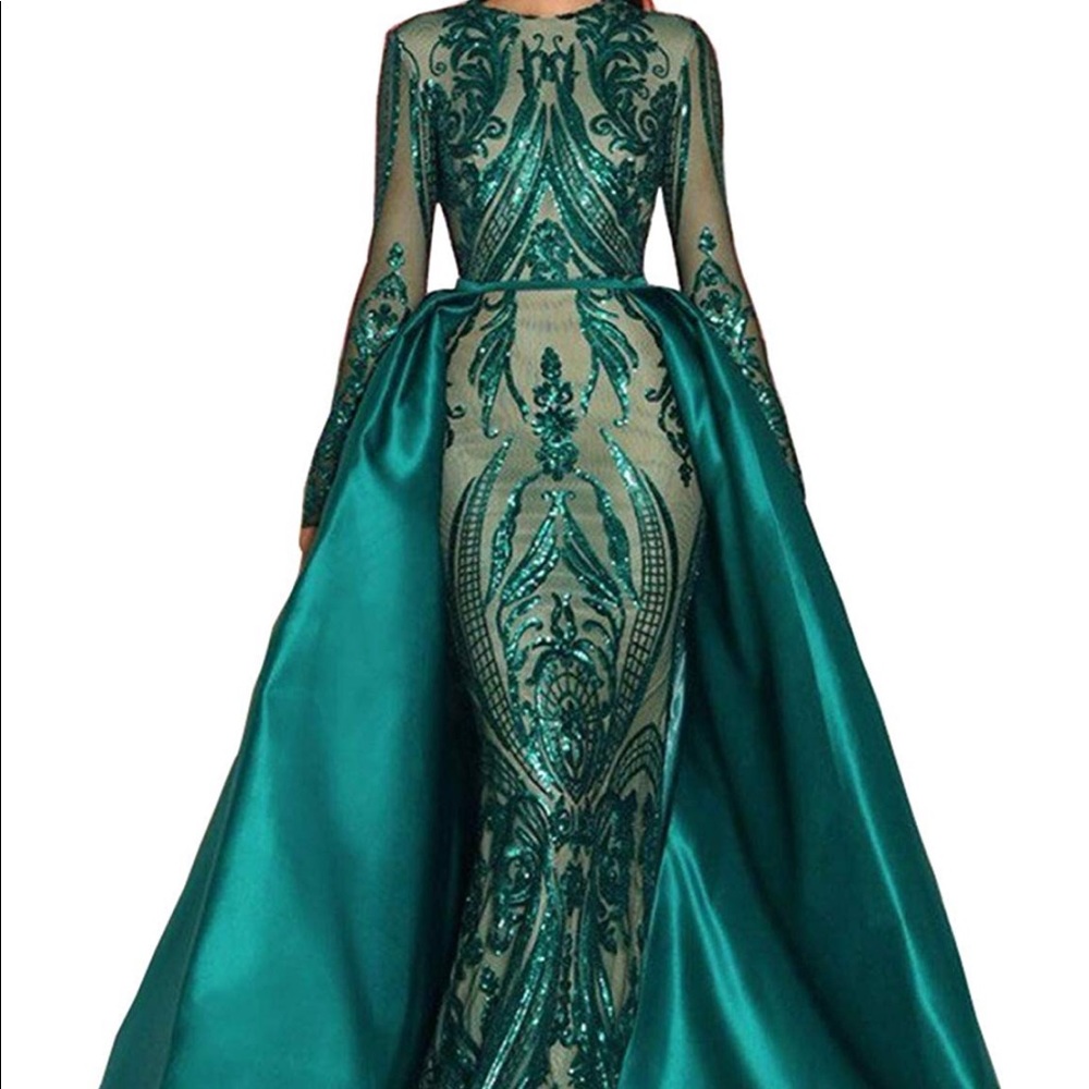 Custom Order Green Gown with Train